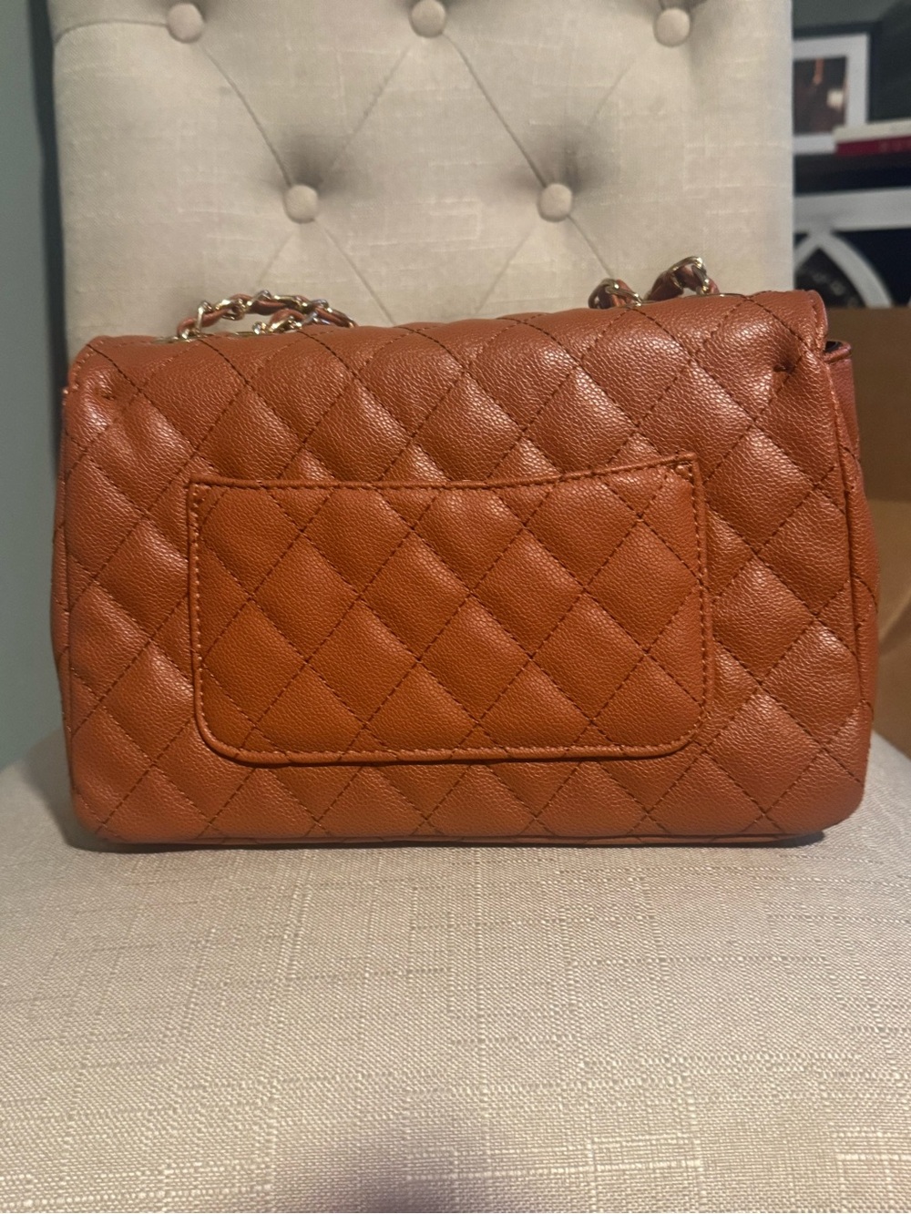 Ello Classy Brown Quilted Chain Shoulder Bag w/ Turn‑Lock Closure NWT - Picture 4 of 13
